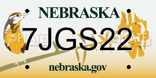 7JGS22 Nebraska License Plate