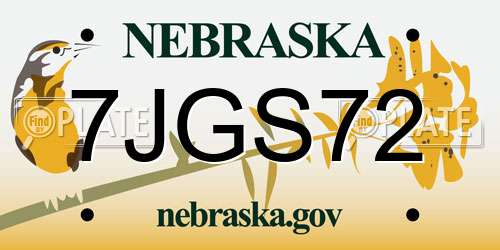 7JGS72 Nebraska License Plate