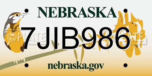 7JIB986 Nebraska License Plate