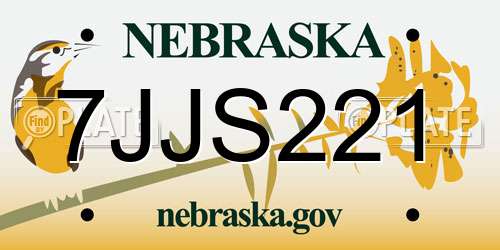 7JJS221 Nebraska License Plate