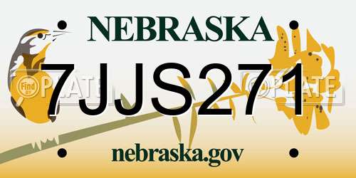 7JJS271 Nebraska License Plate