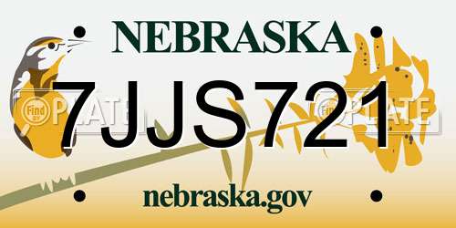 7JJS721 Nebraska License Plate