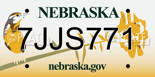 7JJS771 Nebraska License Plate