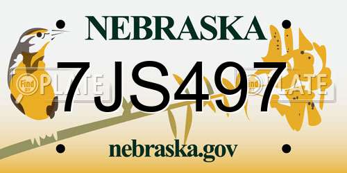 7JS497 Nebraska License Plate