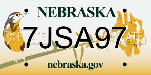 7JSA97 Nebraska License Plate