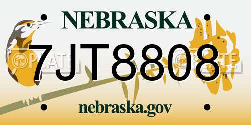 7JT8808 Nebraska License Plate
