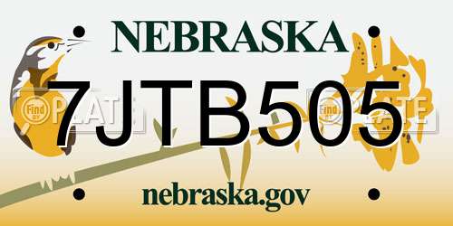 7JTB505 Nebraska License Plate