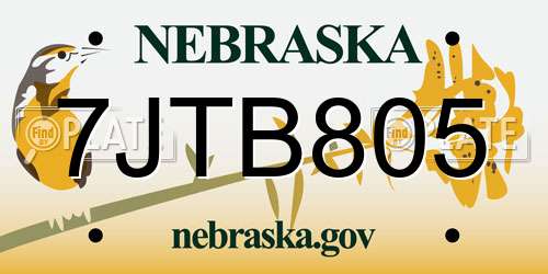 7JTB805 Nebraska License Plate