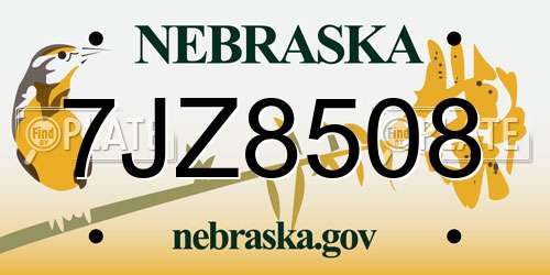 7JZ8508 Nebraska License Plate