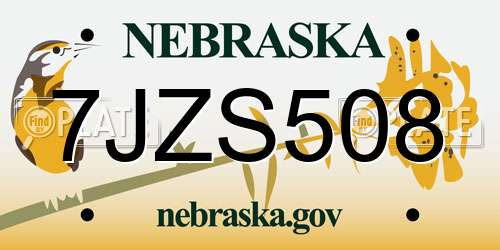 7JZS508 Nebraska License Plate