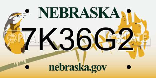 7K36G2 Nebraska License Plate
