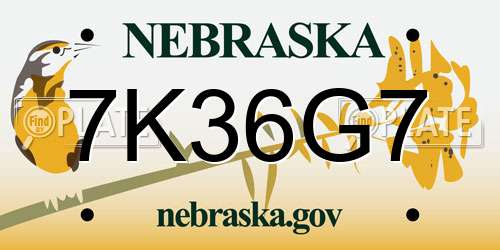 7K36G7 Nebraska License Plate