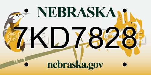 7KD7828 Nebraska License Plate