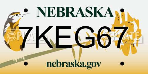 7KEG67 Nebraska License Plate