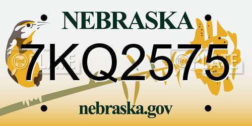 7KQ2575 Nebraska License Plate