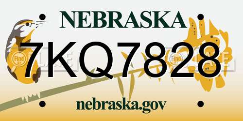 7KQ7828 Nebraska License Plate