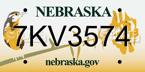 7KV3574 Nebraska License Plate