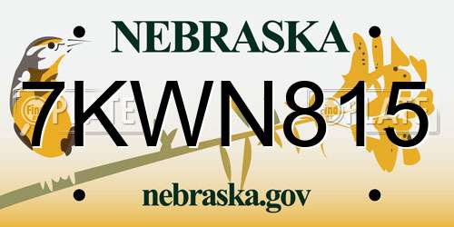 7KWN815 Nebraska License Plate
