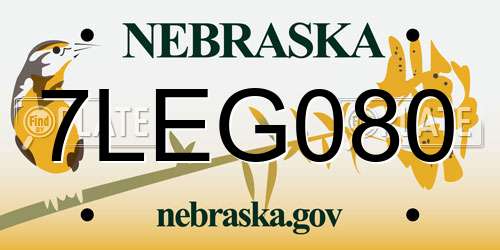 7LEG080 Nebraska License Plate