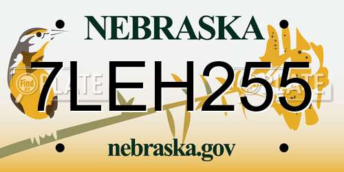 7LEH255 Nebraska License Plate