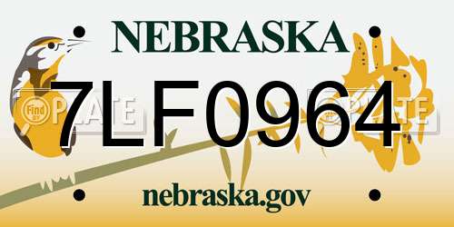 7LF0964 Nebraska License Plate