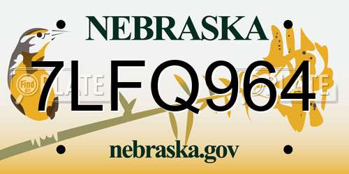 7LFQ964 Nebraska License Plate