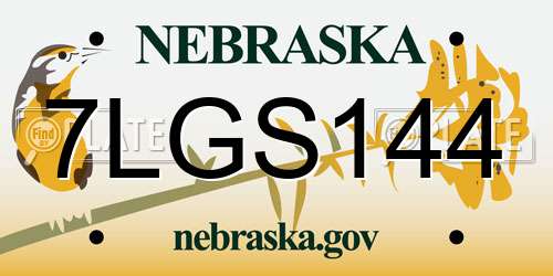 7LGS144 Nebraska License Plate