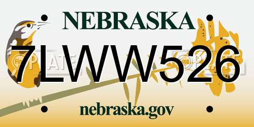 7LWW526 Nebraska License Plate