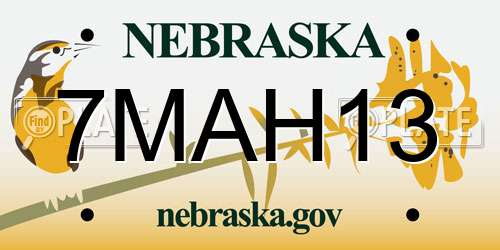 7MAH13 Nebraska License Plate