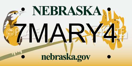 7MARY4 Nebraska License Plate
