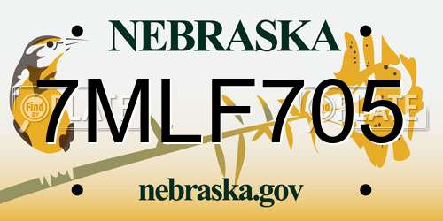 7MLF705 Nebraska License Plate