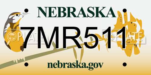 7MR511 Nebraska License Plate