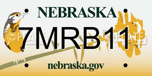 7MRB11 Nebraska License Plate
