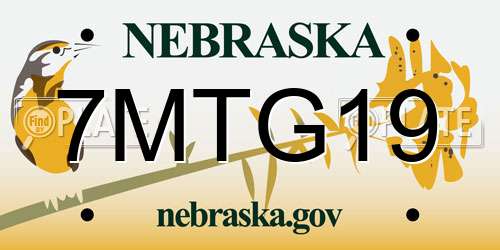 7MTG19 Nebraska License Plate