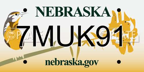 7MUK91 Nebraska License Plate
