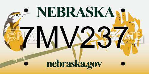 7MV237 Nebraska License Plate