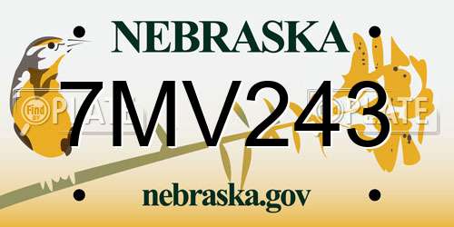 7MV243 Nebraska License Plate
