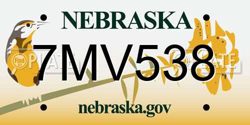 7MV538 Nebraska License Plate