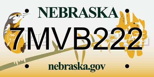 7MVB222 Nebraska License Plate
