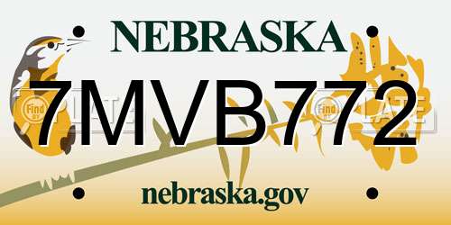 7MVB772 Nebraska License Plate