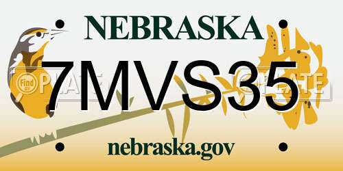 7MVS35 Nebraska License Plate
