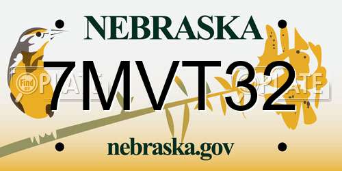 7MVT32 Nebraska License Plate