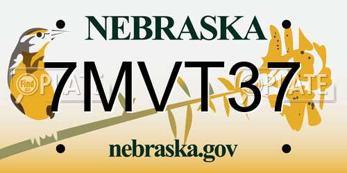 7MVT37 Nebraska License Plate