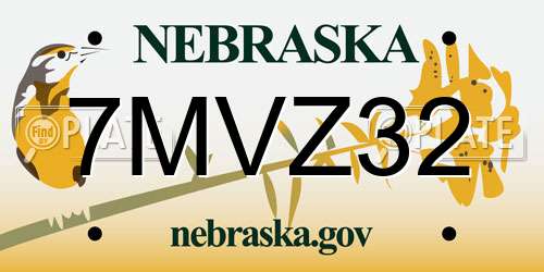 7MVZ32 Nebraska License Plate