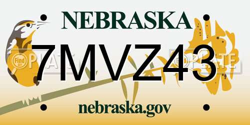 7MVZ43 Nebraska License Plate