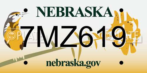 7MZ619 Nebraska License Plate