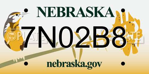 7N02B8 Nebraska License Plate