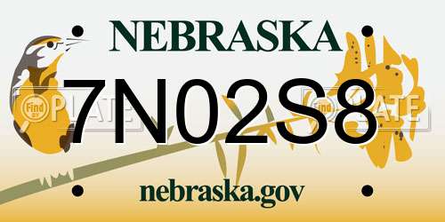 7N02S8 Nebraska License Plate