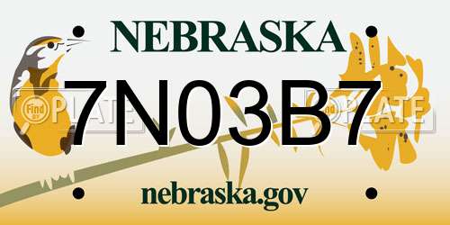 7N03B7 Nebraska License Plate