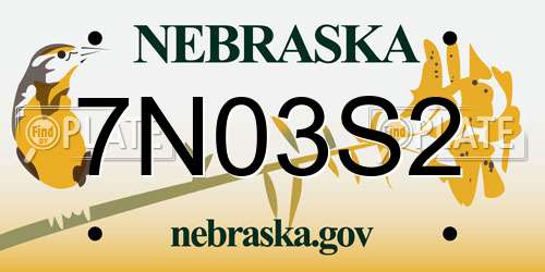 7N03S2 Nebraska License Plate